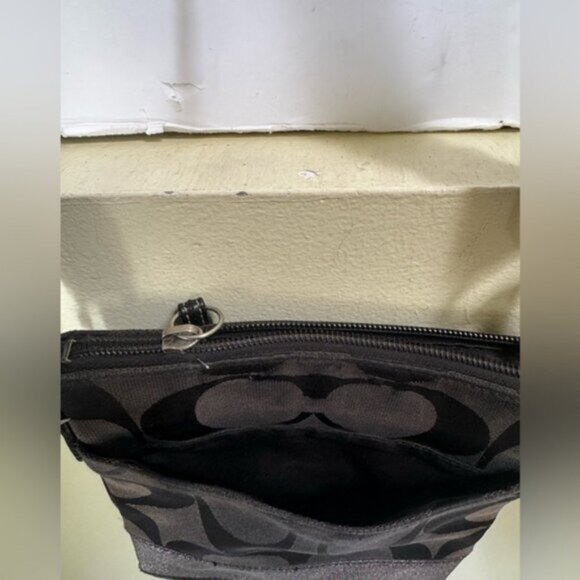 Coach Signature CC Crossbody Shoulder Bag Pocket Metallic Canvas Zip Minimalist - Picture 11 of 16